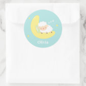 Sticker Rond Petit agneau dormant sur la Lune (Sac)