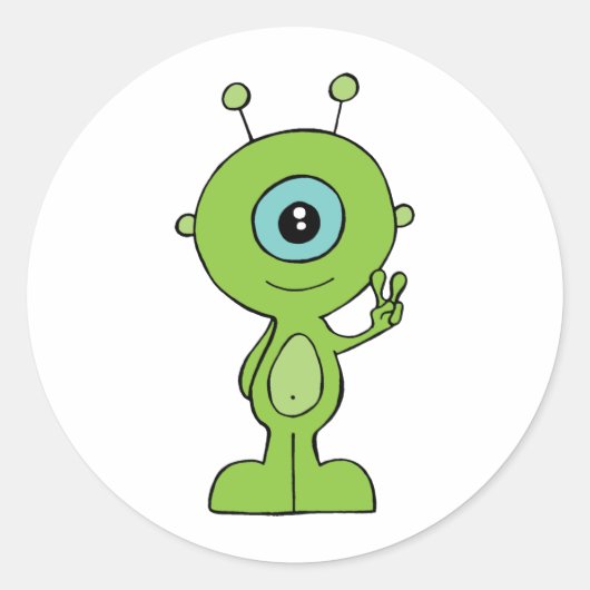 Sticker Rond Petit alien frais (Devant)