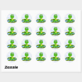 Sticker Rond Petit Alligator mignon en Baby shower d'étang (Feuille)