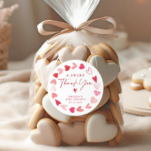 Sticker Rond Petit amour Valentine Baby shower Merci