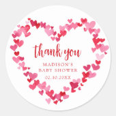 Sticker Rond Petit amour Valentine Baby shower Merci (Devant)