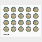 Sticker Rond Petit Ange Doré Noël Férié (Feuille)