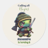 Sticker Rond Petit Anniversaire de enfant de tortue Ninja (Devant)