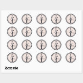 Sticker Rond Petit Arbre Rustique Nature Mariage Personnalisé F (Feuille)