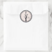 Sticker Rond Petit Arbre Rustique Nature Mariage Personnalisé F (Sac)
