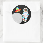 Sticker Rond Petit astronaute dans l'espace (Sac)