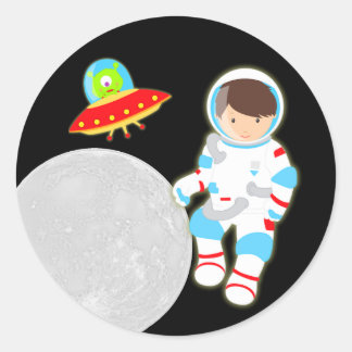 Sticker Rond Petit astronaute dans l'espace