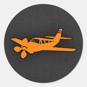 Sticker Rond Petit avion orange
