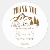 Sticker Rond Petit baby shower boho de camper personnalisé serv (Devant)