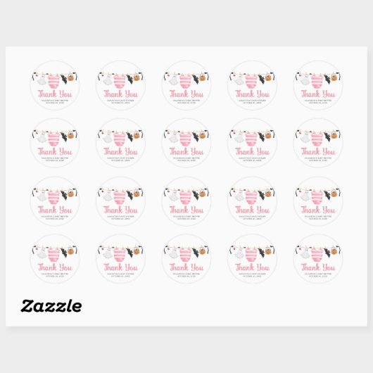 Sticker Rond Petit Baby shower Boo Rose (Feuille)