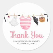 Sticker Rond Petit Baby shower Boo Rose (Devant)