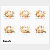 Sticker Rond Petit Baby shower botanique fleuri Citrouille (Feuille)