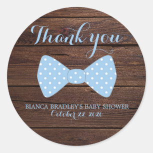 Sticker Rond Petit baby shower Bowtie en bois rustique