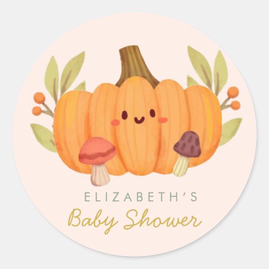 Sticker Rond Petit Baby shower Citrouille (Devant)