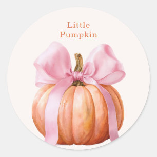 Sticker Rond Petit Baby shower Citrouille - Chute de Bow Rose