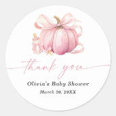 Sticker Rond Petit Baby shower Citrouille doux Merci (Devant)