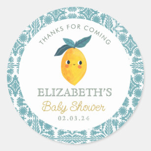 Sticker Rond Petit Baby shower Citrus Citron Cutie
