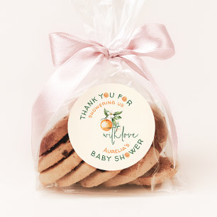 Sticker Rond Petit Baby shower Citrus Cutie Merci Favoriser