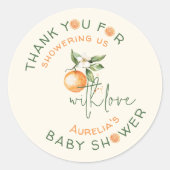Sticker Rond Petit Baby shower Citrus Cutie Merci Favoriser (Devant)