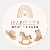 Sticker Rond Petit Baby shower Cowboy (Devant)