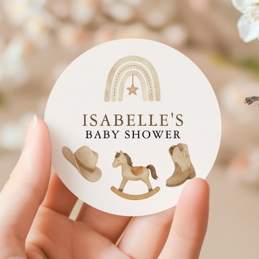 Sticker Rond Petit Baby shower Cowboy