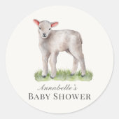 Sticker Rond Petit Baby shower d'agneau (Devant)