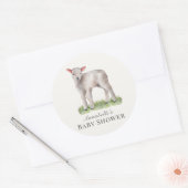 Sticker Rond Petit Baby shower d'agneau (Enveloppe)