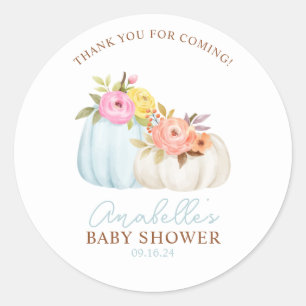 Sticker Rond Petit Baby shower d'automne Citrouille Personnalis