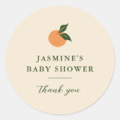 Sticker Rond Petit Baby shower de Citrus orange Cutie (Devant)