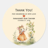 Sticker Rond Petit Baby shower de fille de petite souris | (Devant)