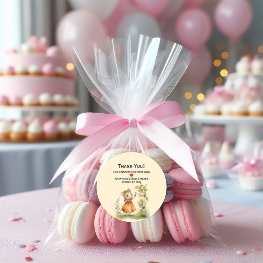 Sticker Rond Petit Baby shower de fille de petite souris |