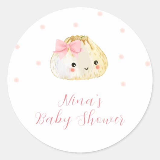 Sticker Rond Petit Baby shower de fille Douce Rose (Devant)