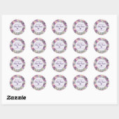 Sticker Rond Petit Baby shower de fille rose violet (Feuille)