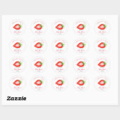 Sticker Rond Petit Baby shower de fraises doux (Feuille)