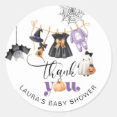 Sticker Rond Petit baby shower de linge de maison merci (Devant)