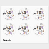 Sticker Rond Petit baby shower de linge de maison merci (Feuille)