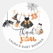 Sticker Rond Petit baby shower de linge de maison merci (Devant)