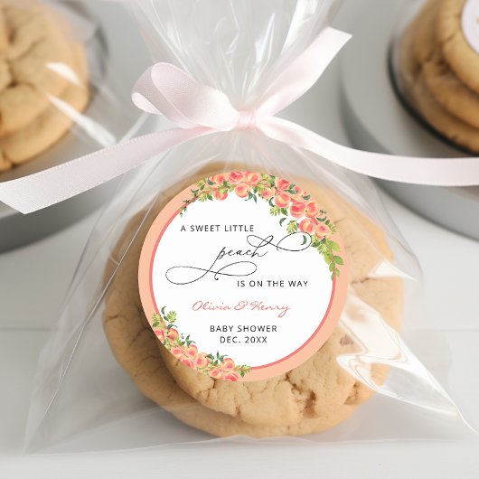 Sticker Rond Petit Baby shower de Pêche Douce Pêcher Fuzz