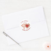 Sticker Rond Petit Baby shower de Valentines rouge beige doux (Enveloppe)