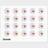 Sticker Rond Petit Baby shower de Valentines Rouge Bleu Rouge (Feuille)