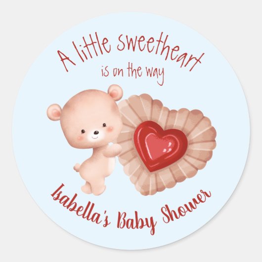 Sticker Rond Petit Baby shower de Valentines Rouge Bleu Rouge (Devant)