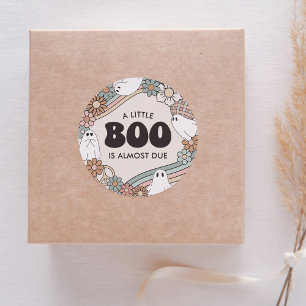 Sticker Rond Petit Baby shower d'Halloween de fantôme de Boo