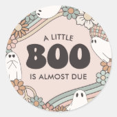 Sticker Rond Petit Baby shower d'Halloween de fantôme de Boo (Devant)