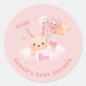 Sticker Rond Petit Baby shower d'Halloween rose Boo (Devant)