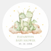 Sticker Rond Petit Baby shower Dragon (Devant)