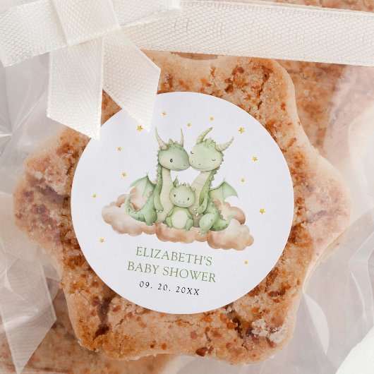 Sticker Rond Petit Baby shower Dragon