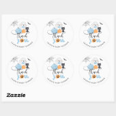 Sticker Rond Petit baby shower éffrayant bleu Boo merci (Feuille)
