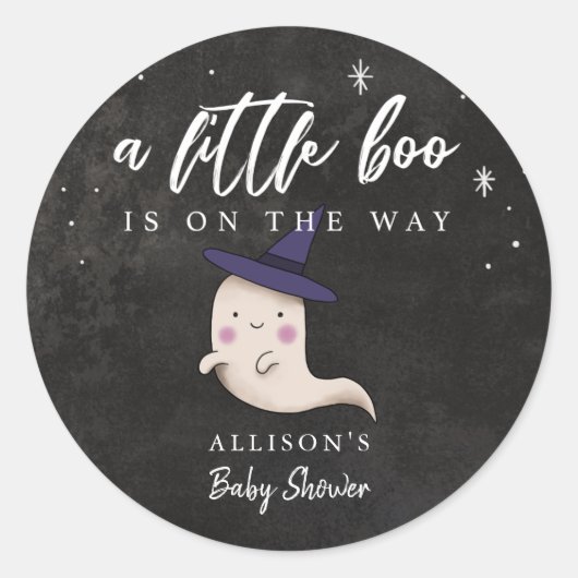Sticker Rond Petit Baby shower Fantôme de fille de Boo Hallowee (Devant)