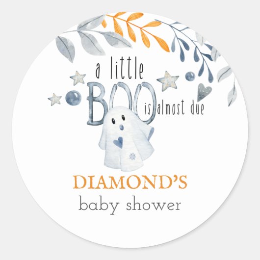 Sticker Rond Petit Baby shower fantôme d'Halloween Boo (Devant)