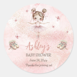 Sticker Rond Petit Baby shower fille Ballerina Tutu rose mignon